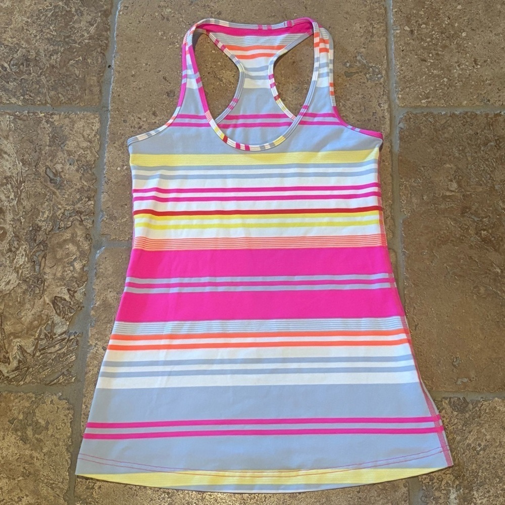 LULULEMON Women Multicolor Striped Racerback Athletic Tank Top Size 4-6